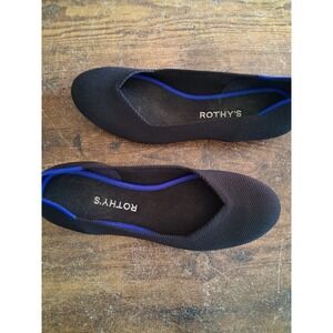 Rothy's Ballet Flats Women Sz 8 Black Round Toe Slip On Shoes Casual Comfy